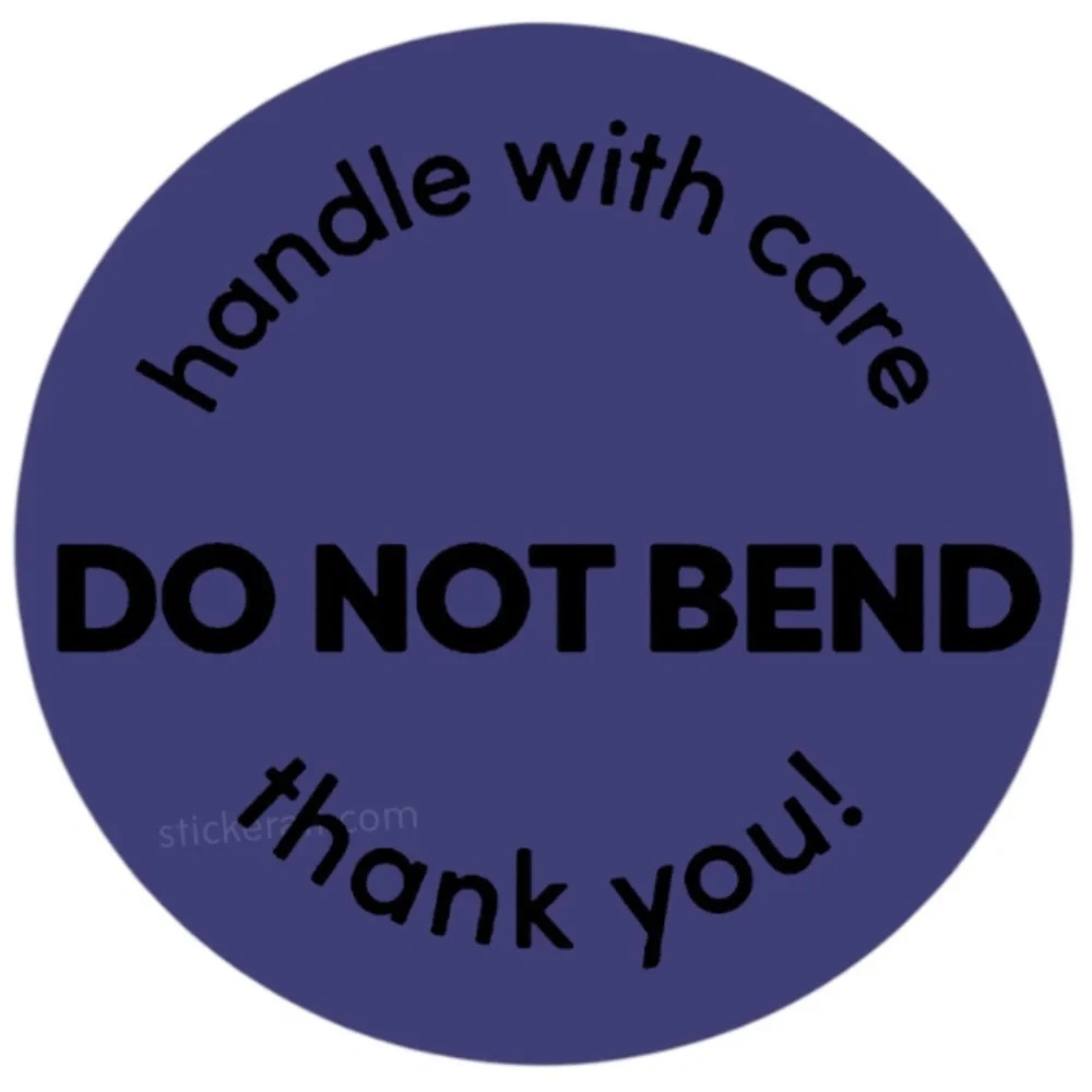 2” DO NOT BEND Orange Stickers - Handle With Care Shipping Labels